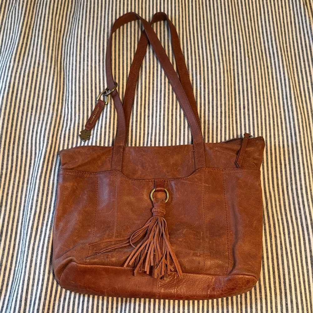 Lucky Brand Boho Brown Leather Tote Bag